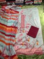 A-Grade জমজম সেমি-স্টিচড থ্রি-পিস সেট A017 - Image 3